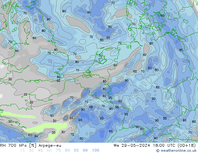 700 hPa Nispi Nem Arpege-eu Çar 29.05.2024 18 UTC