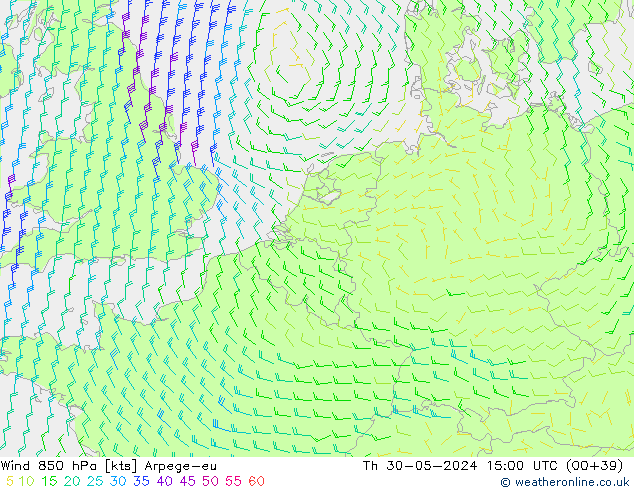 Rüzgar 850 hPa Arpege-eu Per 30.05.2024 15 UTC