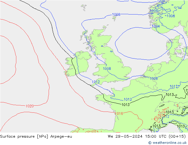 Surface pressure Arpege-eu We 29.05.2024 15 UTC