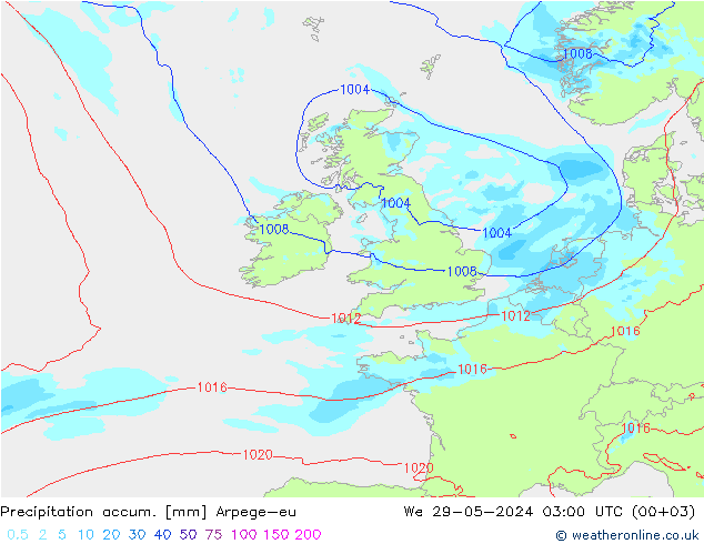 Toplam Yağış Arpege-eu Çar 29.05.2024 03 UTC
