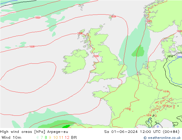 High wind areas Arpege-eu sam 01.06.2024 12 UTC