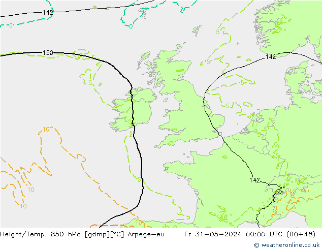 Height/Temp. 850 hPa Arpege-eu Fr 31.05.2024 00 UTC