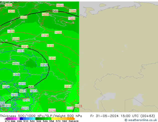 Thck 500-1000hPa Arpege-eu  31.05.2024 15 UTC