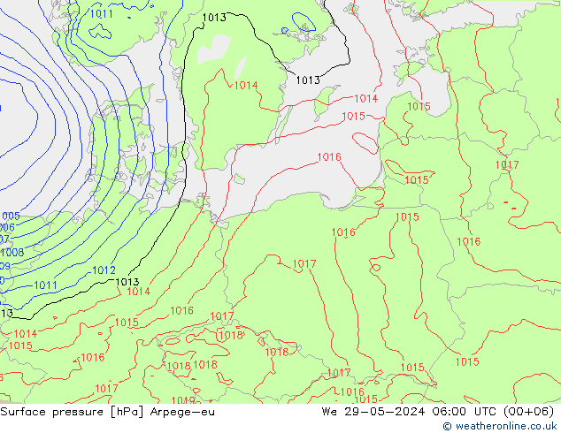 Atmosférický tlak Arpege-eu St 29.05.2024 06 UTC