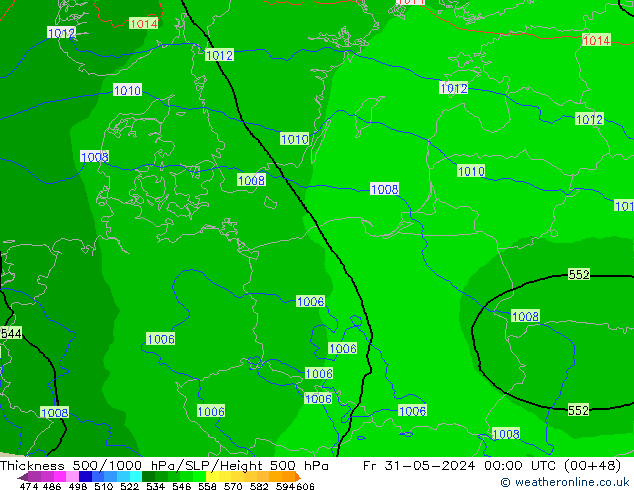 Thck 500-1000hPa Arpege-eu pt. 31.05.2024 00 UTC