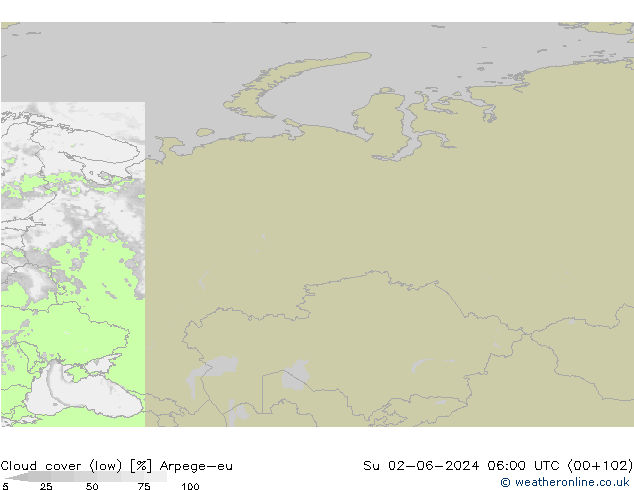 Nuages (bas) Arpege-eu dim 02.06.2024 06 UTC