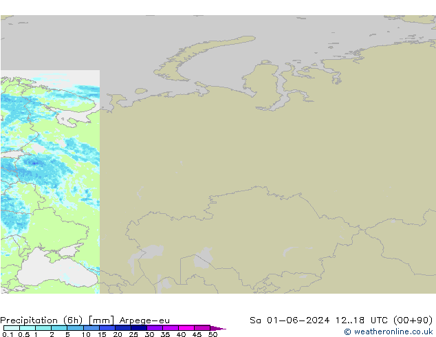 Precipitation (6h) Arpege-eu So 01.06.2024 18 UTC