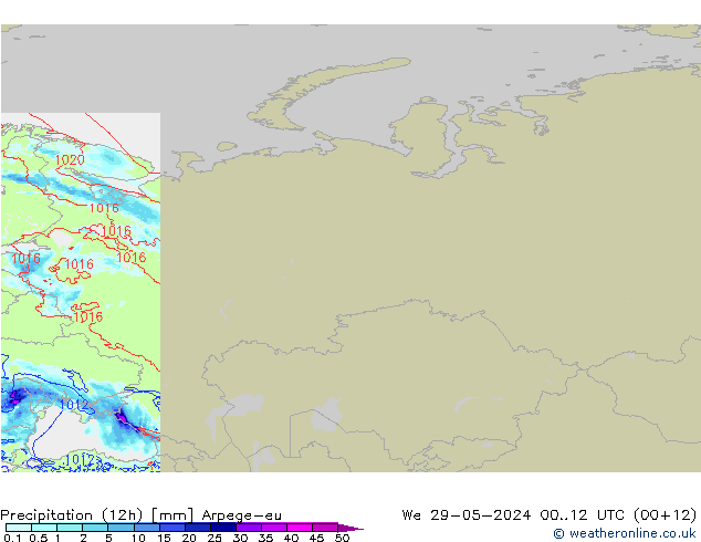 Yağış (12h) Arpege-eu Çar 29.05.2024 12 UTC