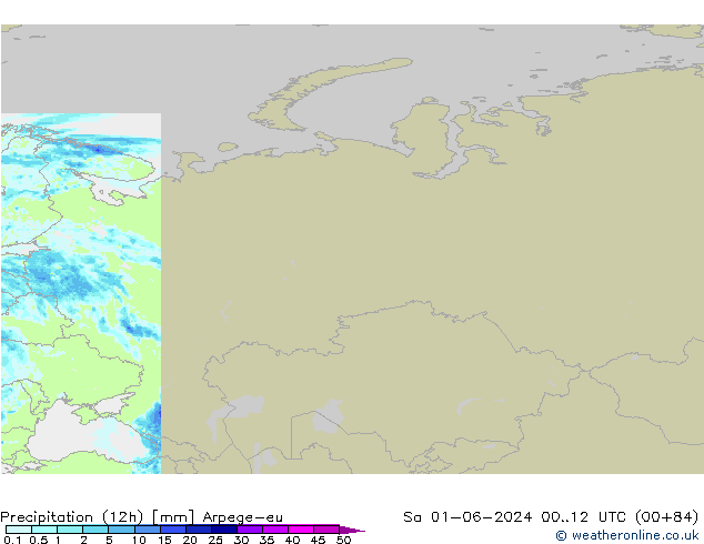 Precipitation (12h) Arpege-eu Sa 01.06.2024 12 UTC