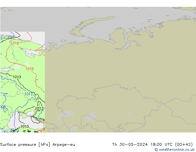 приземное давление Arpege-eu чт 30.05.2024 18 UTC