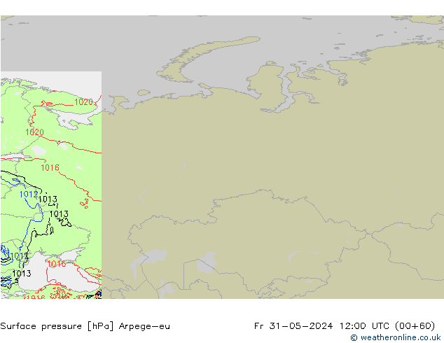 Surface pressure Arpege-eu Fr 31.05.2024 12 UTC