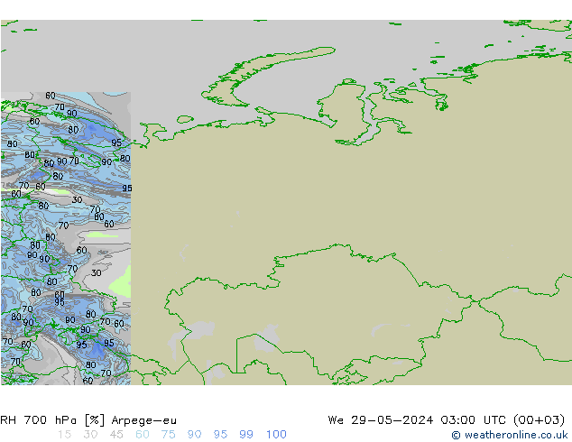 700 hPa Nispi Nem Arpege-eu Çar 29.05.2024 03 UTC