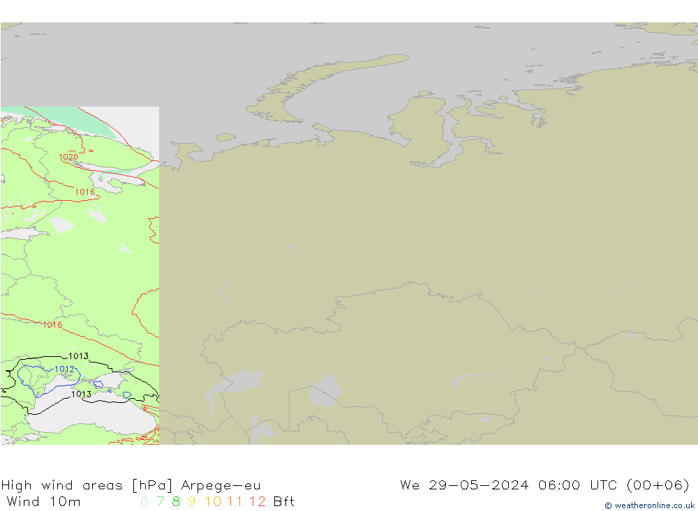 High wind areas Arpege-eu ср 29.05.2024 06 UTC