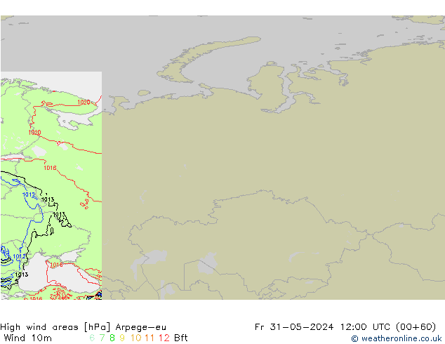 High wind areas Arpege-eu Fr 31.05.2024 12 UTC