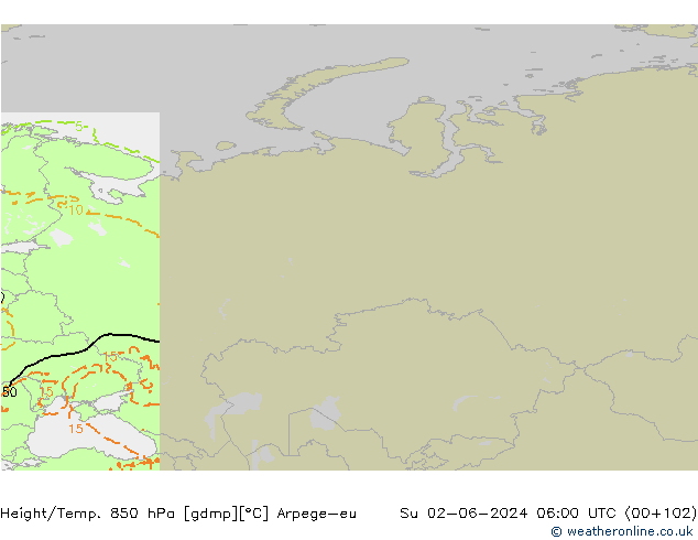 Height/Temp. 850 hPa Arpege-eu dom 02.06.2024 06 UTC