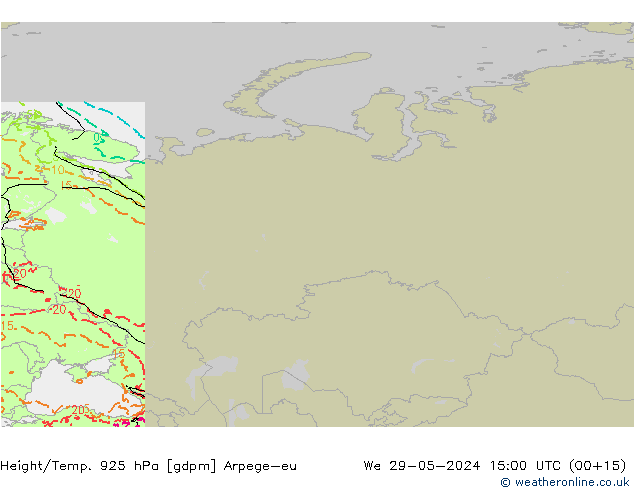 Height/Temp. 925 hPa Arpege-eu Qua 29.05.2024 15 UTC