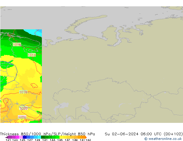 Thck 850-1000 hPa Arpege-eu Su 02.06.2024 06 UTC