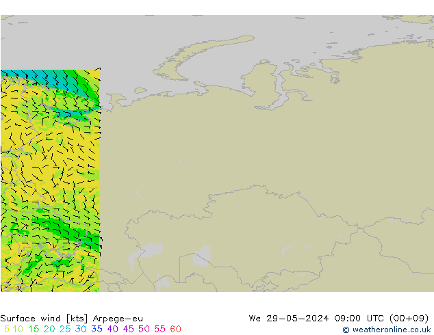 Wind 10 m Arpege-eu wo 29.05.2024 09 UTC
