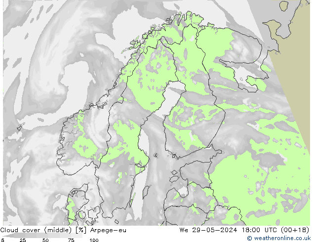 Nubes medias Arpege-eu mié 29.05.2024 18 UTC