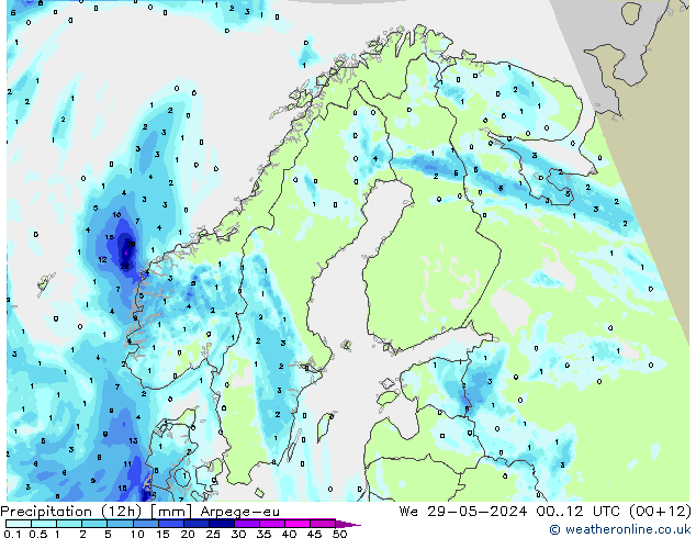 降水量 (12h) Arpege-eu 星期三 29.05.2024 12 UTC