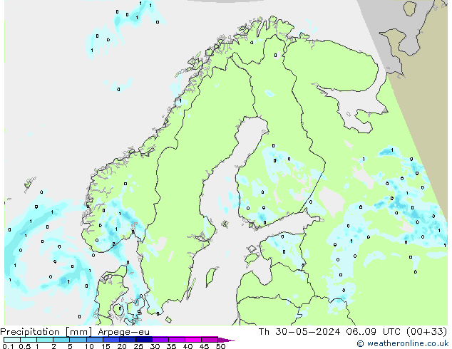 Neerslag Arpege-eu do 30.05.2024 09 UTC