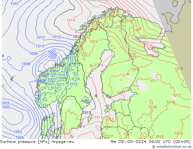 Bodendruck Arpege-eu Mi 29.05.2024 06 UTC