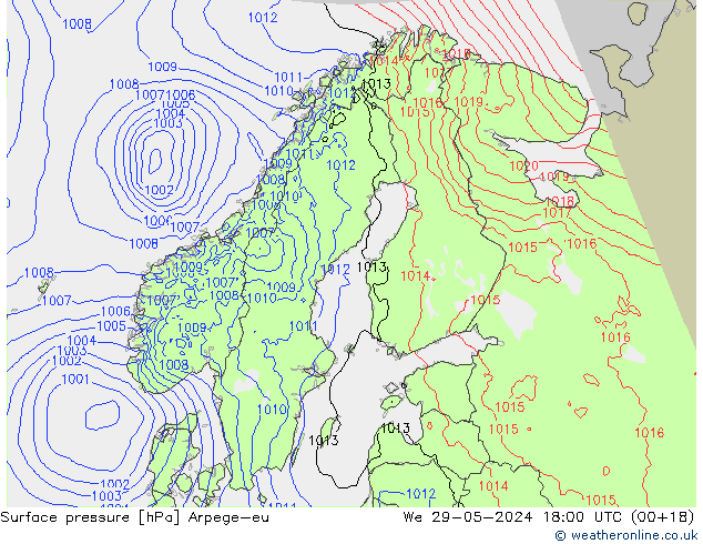 Surface pressure Arpege-eu We 29.05.2024 18 UTC