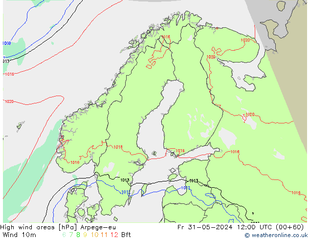 High wind areas Arpege-eu Pá 31.05.2024 12 UTC