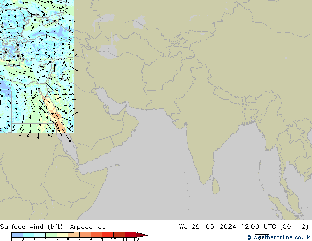 wiatr 10 m (bft) Arpege-eu śro. 29.05.2024 12 UTC