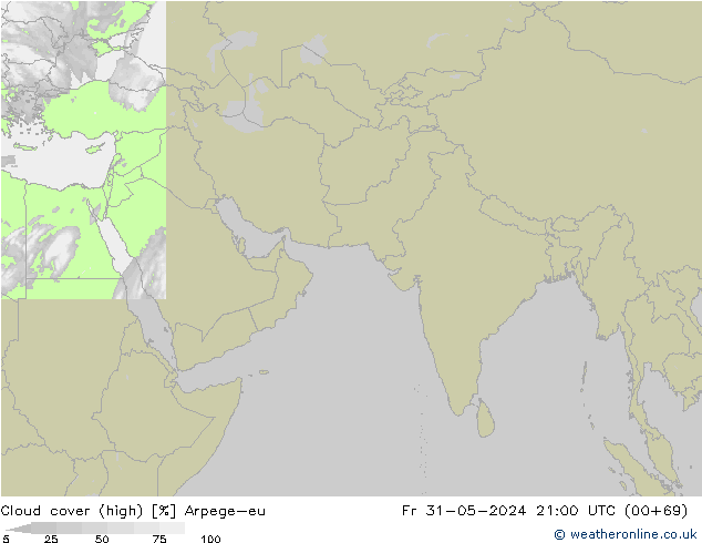 Cloud cover (high) Arpege-eu Fr 31.05.2024 21 UTC