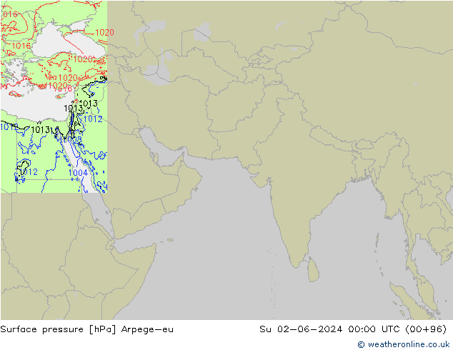 pressão do solo Arpege-eu Dom 02.06.2024 00 UTC