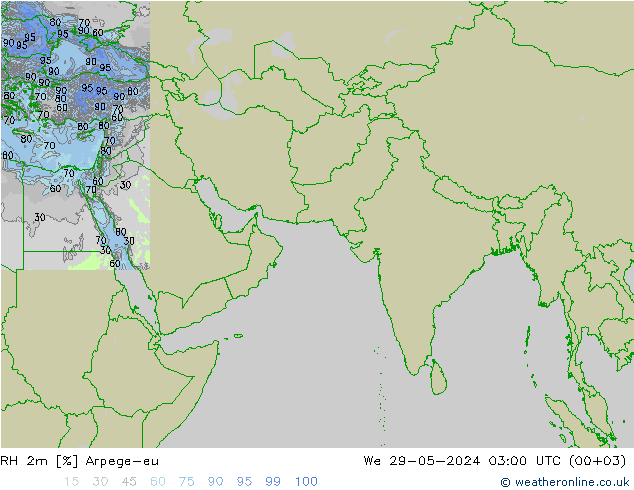 Humidité rel. 2m Arpege-eu mer 29.05.2024 03 UTC