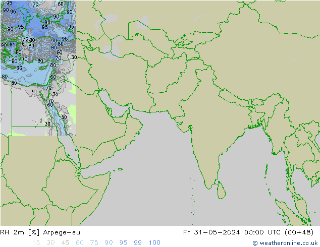 Humidité rel. 2m Arpege-eu ven 31.05.2024 00 UTC