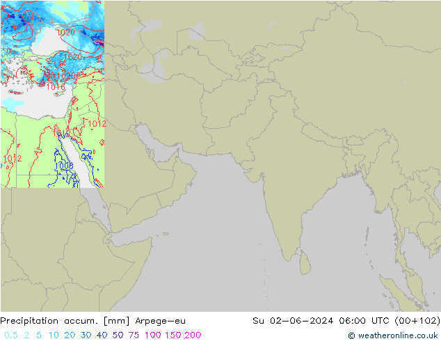 Precipitation accum. Arpege-eu dom 02.06.2024 06 UTC