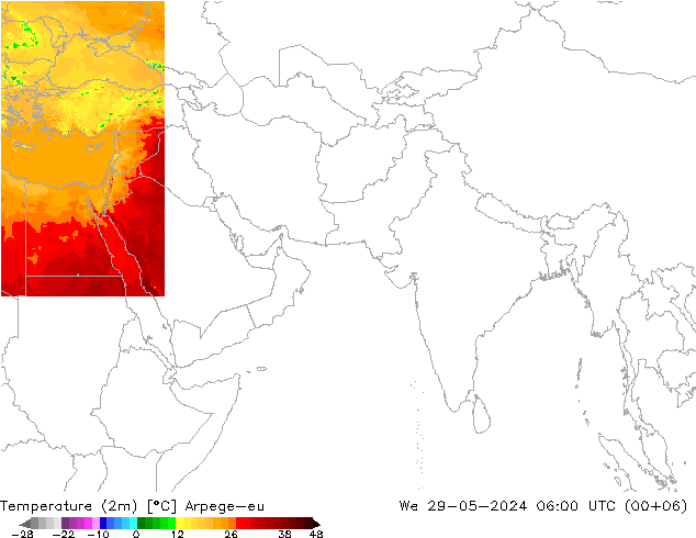 Sıcaklık Haritası (2m) Arpege-eu Çar 29.05.2024 06 UTC