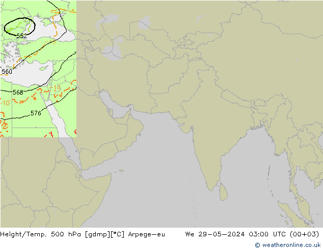 Géop./Temp. 500 hPa Arpege-eu mer 29.05.2024 03 UTC