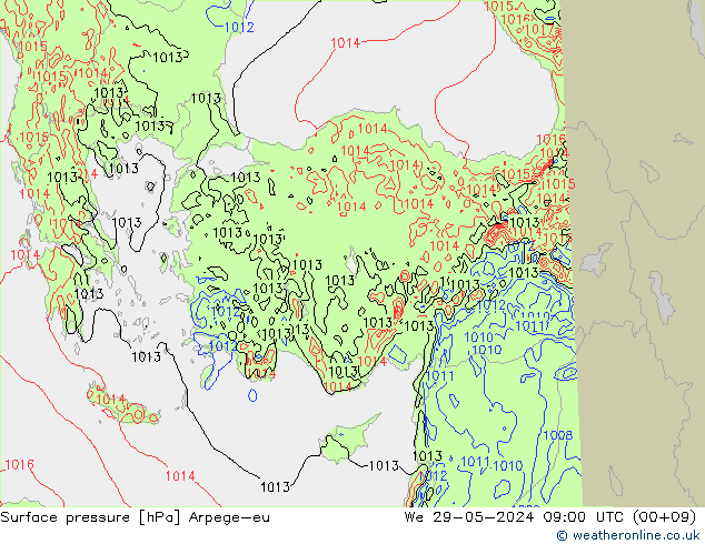 Atmosférický tlak Arpege-eu St 29.05.2024 09 UTC
