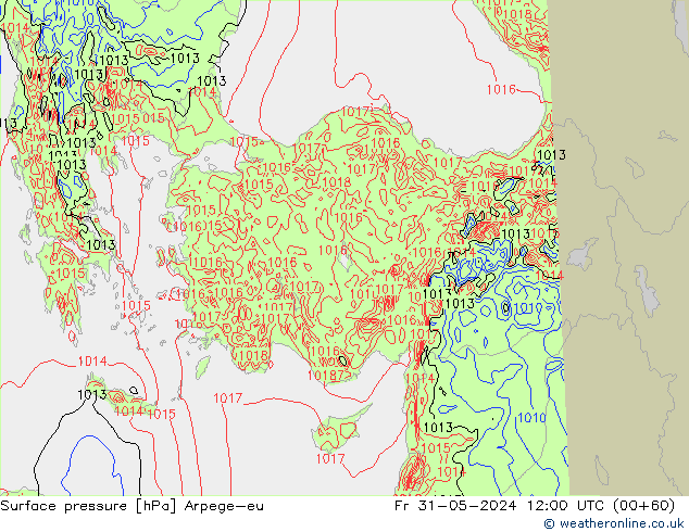 Surface pressure Arpege-eu Fr 31.05.2024 12 UTC