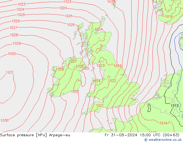 Presión superficial Arpege-eu vie 31.05.2024 15 UTC