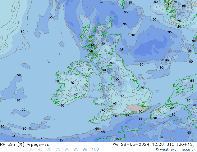 RH 2m Arpege-eu  29.05.2024 12 UTC