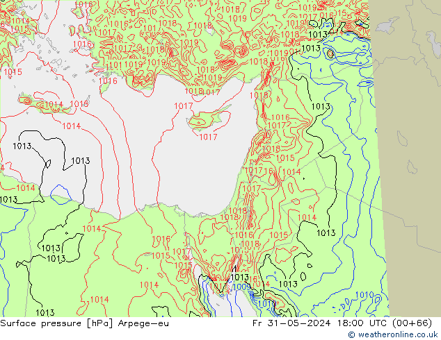 Surface pressure Arpege-eu Fr 31.05.2024 18 UTC