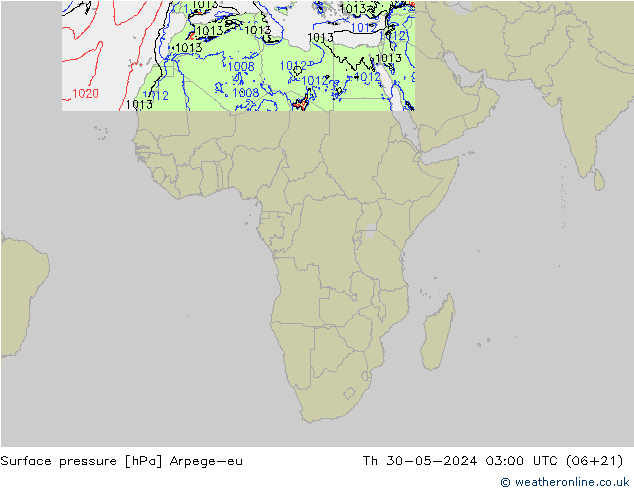 Surface pressure Arpege-eu Th 30.05.2024 03 UTC