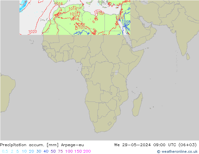 Precipitación acum. Arpege-eu mié 29.05.2024 09 UTC