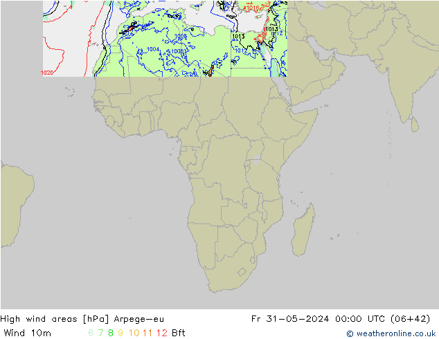 High wind areas Arpege-eu ven 31.05.2024 00 UTC