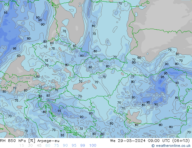 RV 850 hPa Arpege-eu wo 29.05.2024 09 UTC