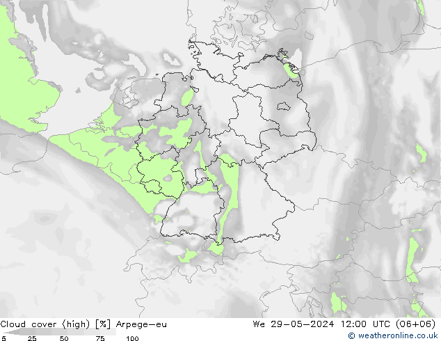 Bewolking (Hoog) Arpege-eu wo 29.05.2024 12 UTC