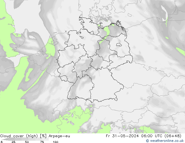 zachmurzenie (wysokie) Arpege-eu pt. 31.05.2024 06 UTC