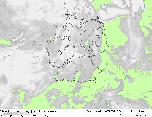 Wolken (tief) Arpege-eu Mi 29.05.2024 09 UTC
