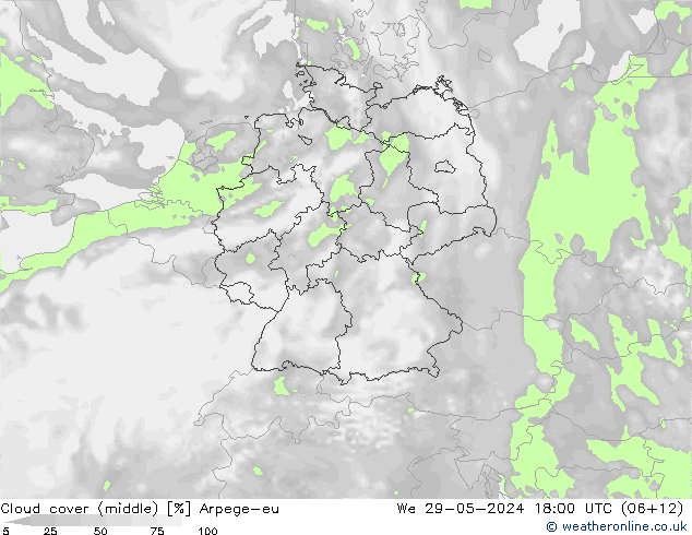 nuvens (médio) Arpege-eu Qua 29.05.2024 18 UTC