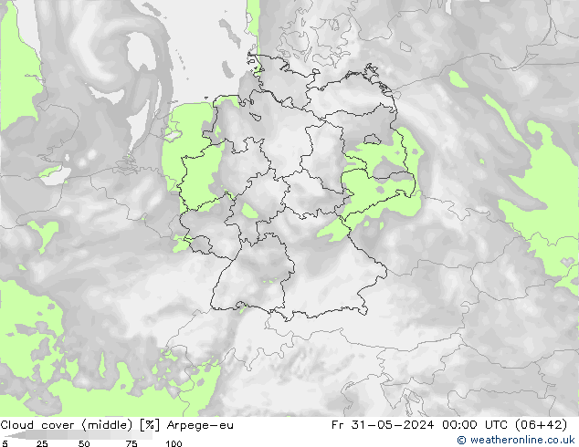 Nubi medie Arpege-eu ven 31.05.2024 00 UTC